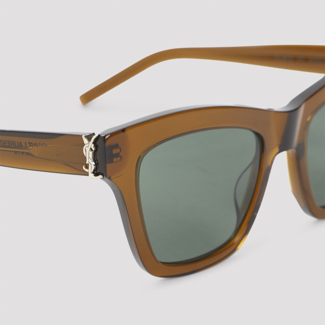 Saint Laurent Translucent Brown Acetate Square Frame Sunglasses