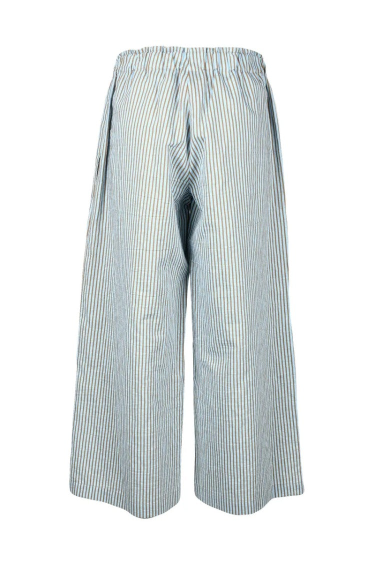 Collection Privee? Cotton Blend Trousers With Vertical Stripes