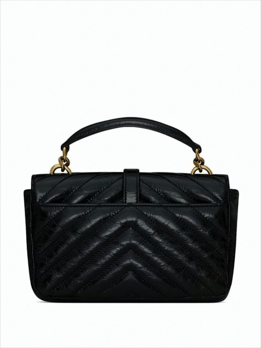 Saint Laurent Quilted Calfskin Crossbody Bag With Chevron Pattern