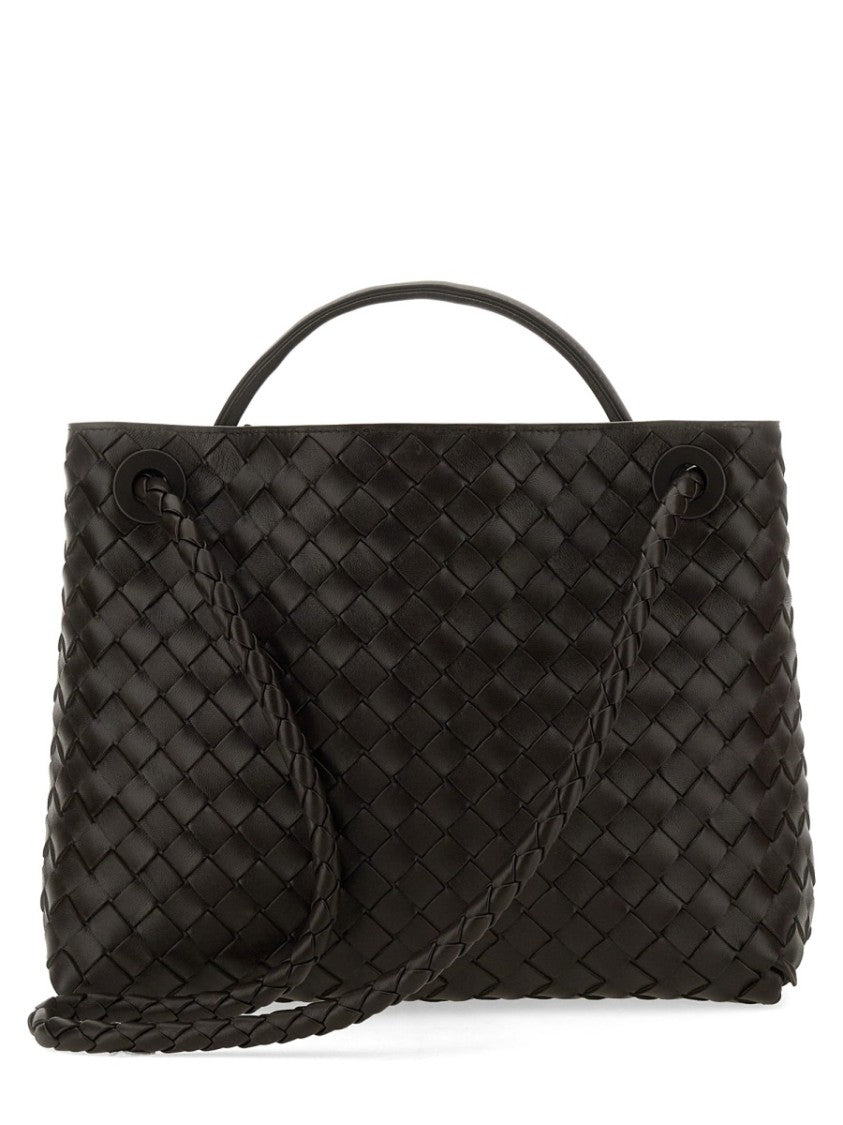Bottega Veneta Medium Shoulder Bag In Woven Lamb Leather With Gold Detail