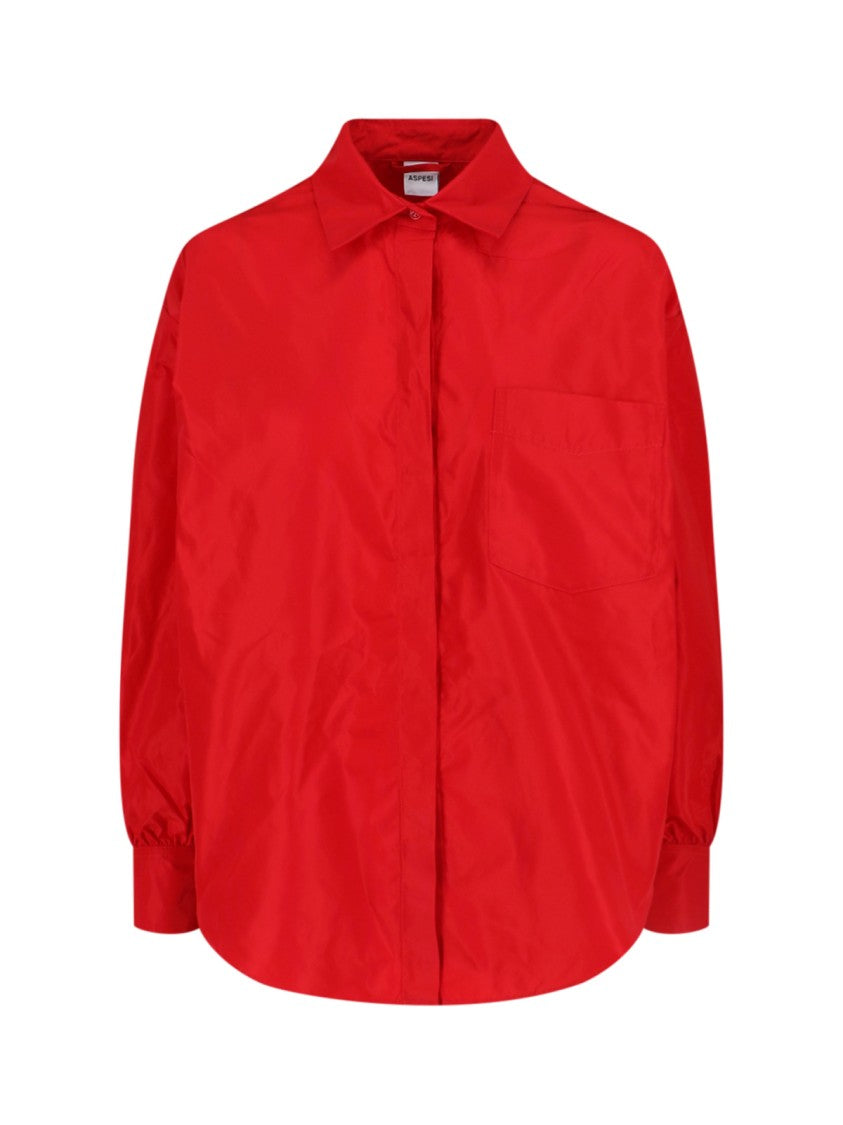 Aspesi Classic Red Shirt With Structured Collar And Button-Down Front