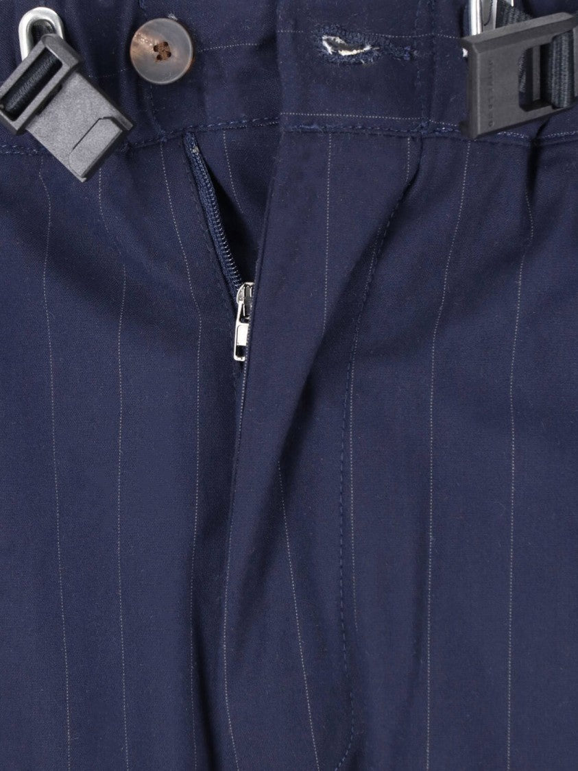 White Sand Blue Straight-Leg Belted Pants