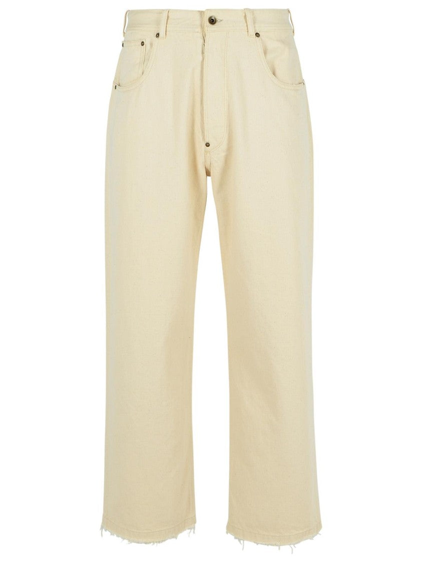 Maison Margiela 'Cropped' Beige Cotton Jeans
