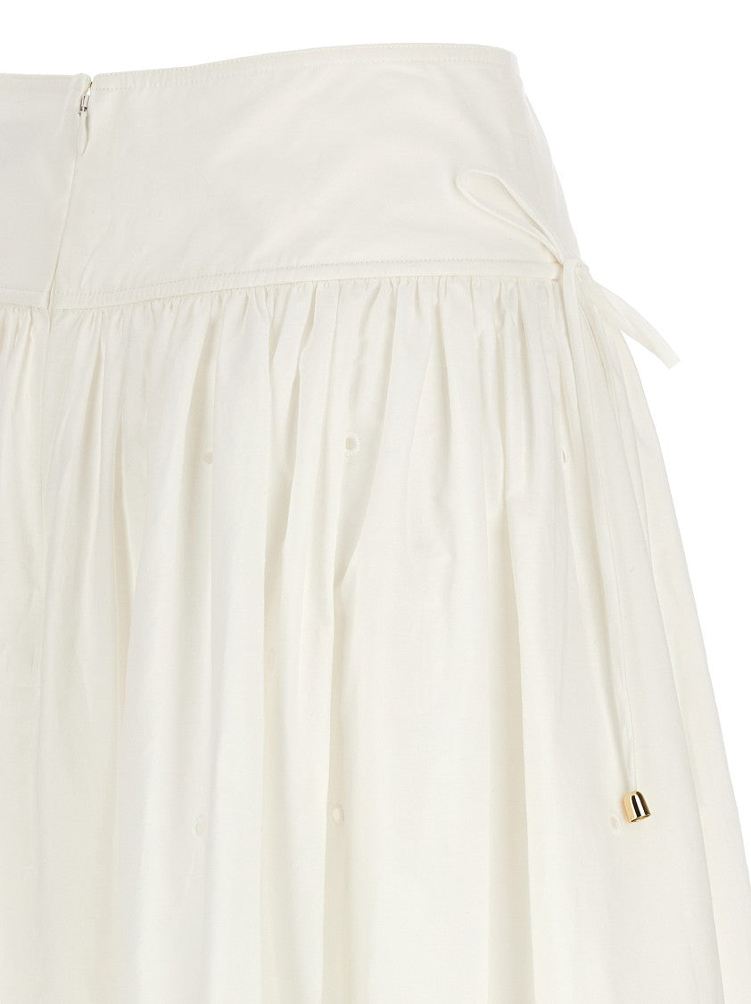 Self-Portrait 'White Cotton Embroidered Midi' Skirt