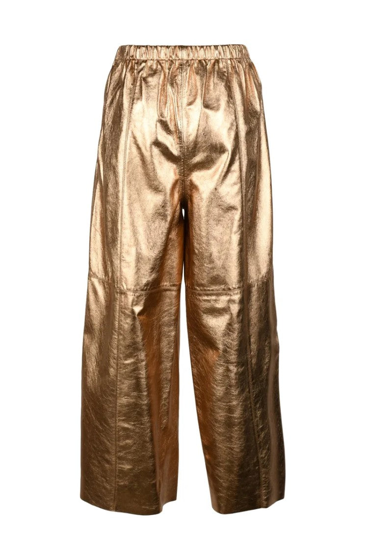 Alysi Wide-Leg Leather Trousers - Bronze