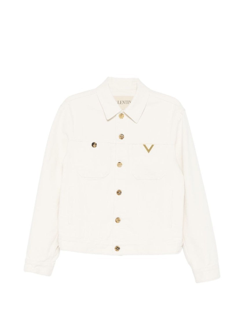 Valentino Garavani Cropped White Jacket With Classic Collar