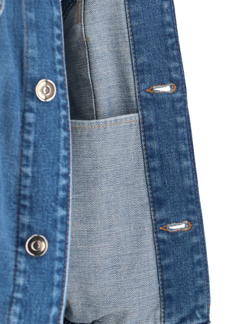 Versace Blue Cotton Denim Signature Details Jacket