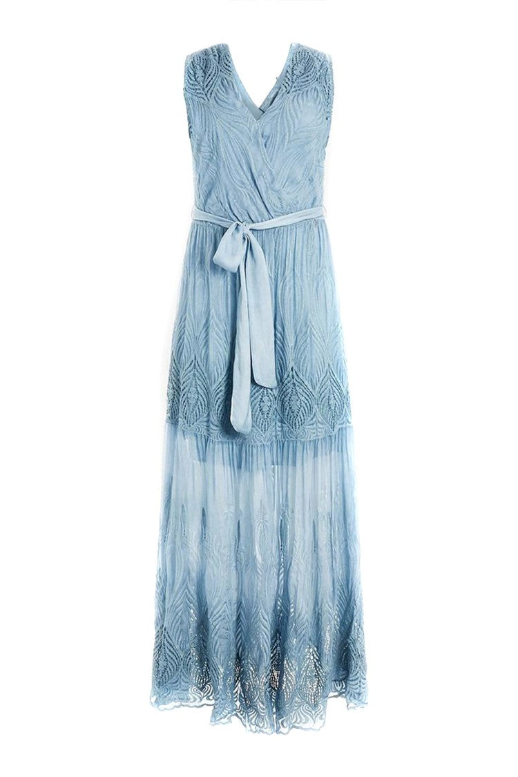 Guess Light Blue Chiffon Maxi Dress