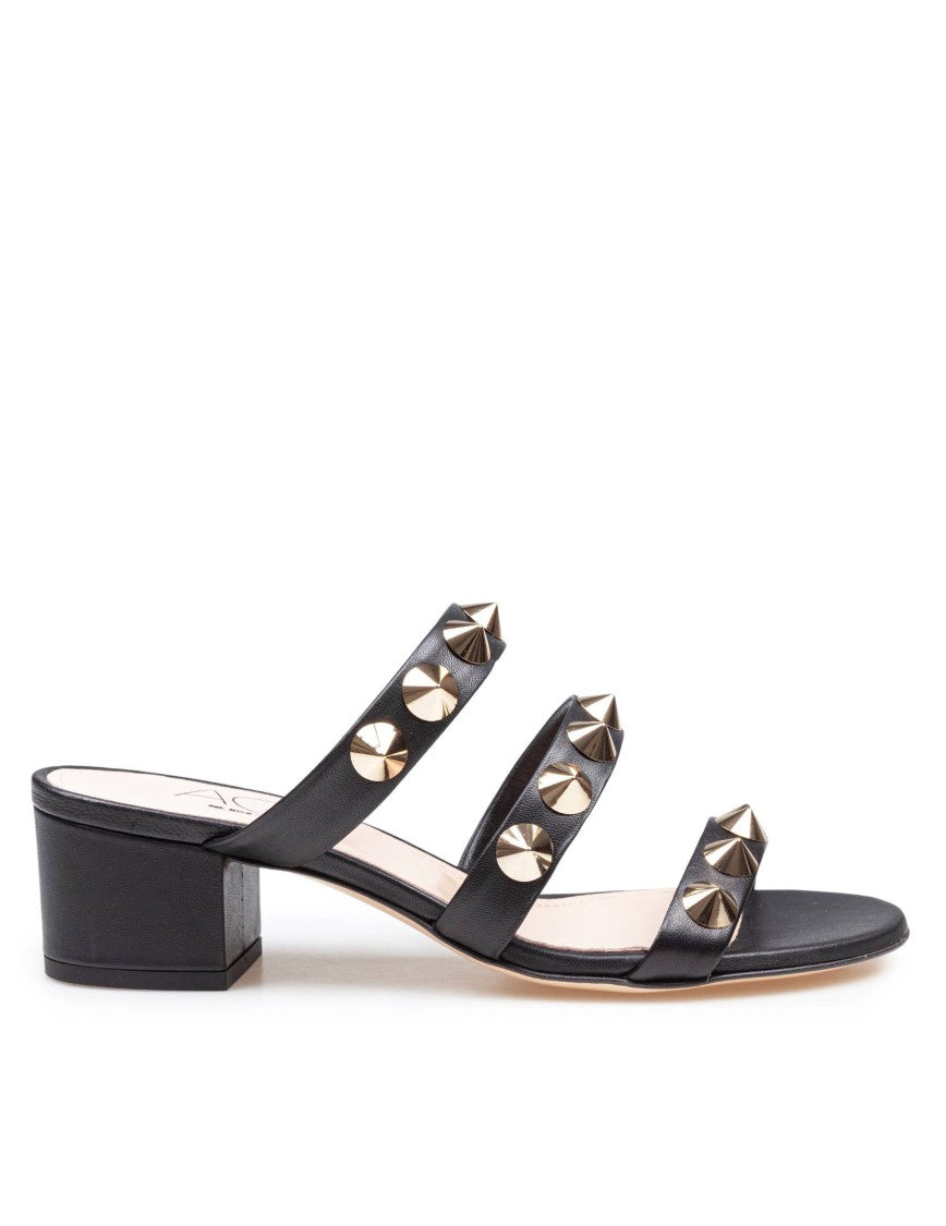 Agl Black Leather Mules With Studded Detailing