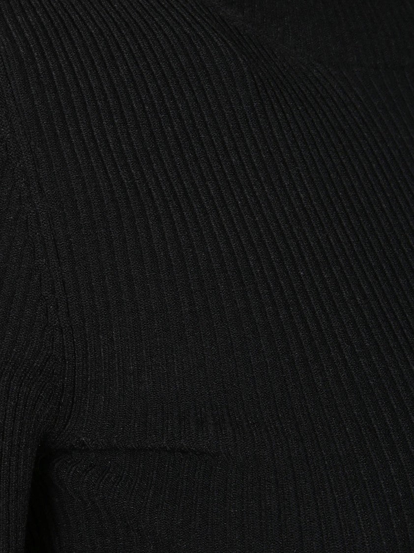 Wardrobe.Nyc Fitted Black Turtleneck Sweater With Ribbed Knit Texture