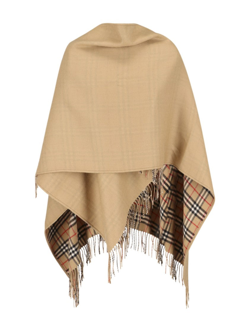 Burberry Reversible Merino Wool Cape – Beige/Check