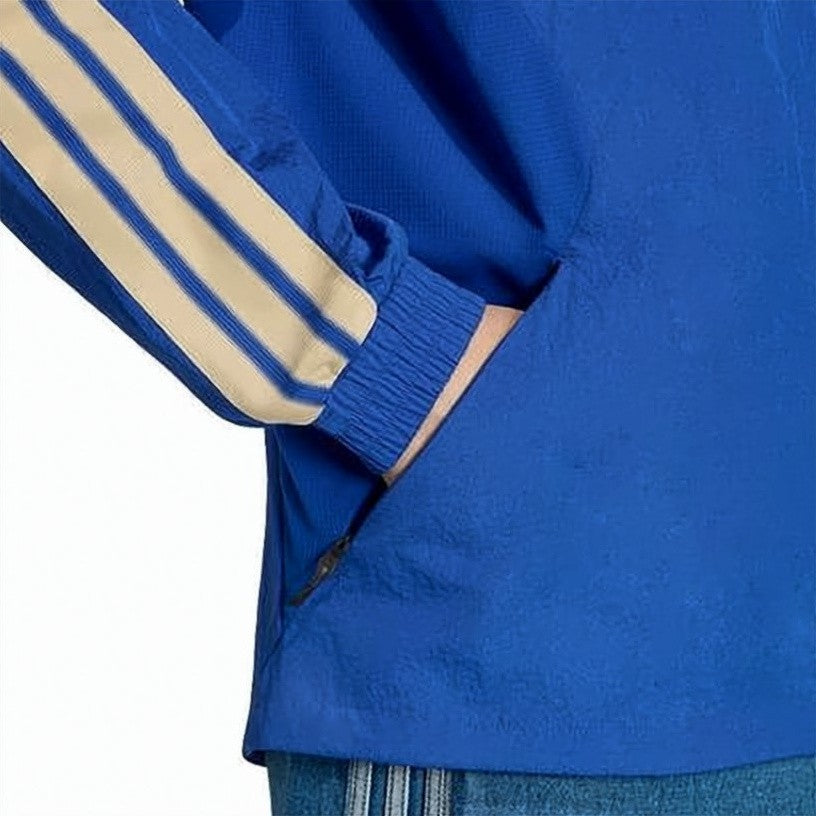 Adidas Sporty Jacket In Vibrant Blue With Beige Stripes