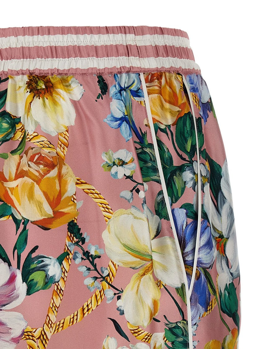 Dolce & Gabbana Silk Twill Floral Print Bermuda Shorts