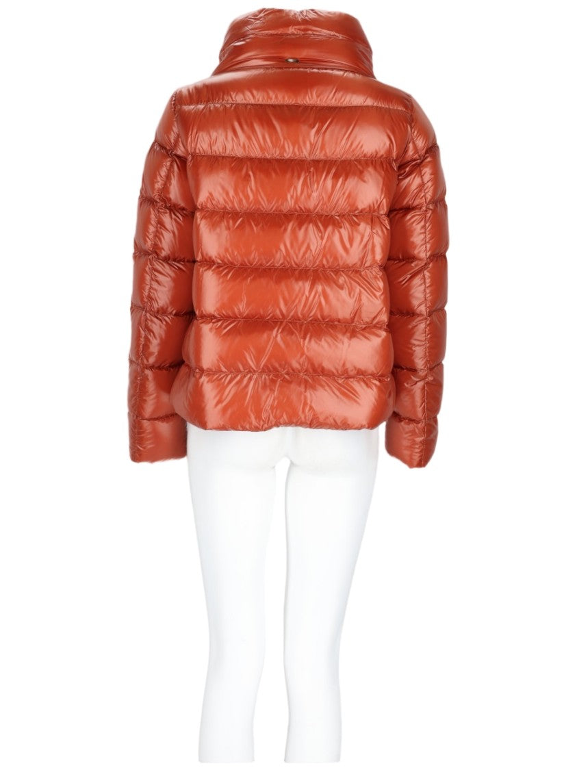 Herno Short Nylon Puffer Jacket With High Collar And Horizontal Quilting