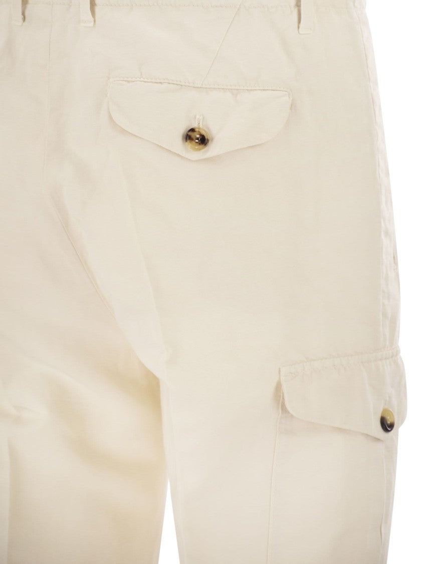 Brunello Cucinelli Linen And Cotton Trousers With Cargo Pockets