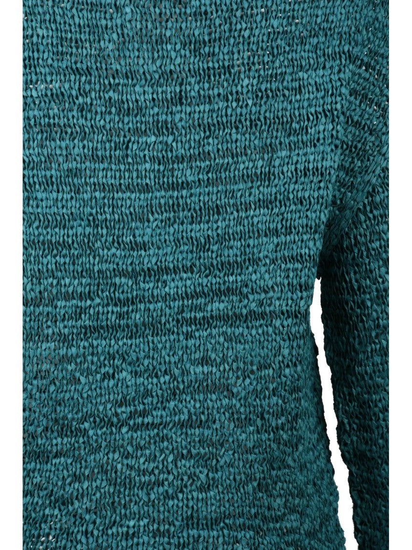 Alpha Studio Green Polyester Polyamide Braided Ribbon Boat Sweater