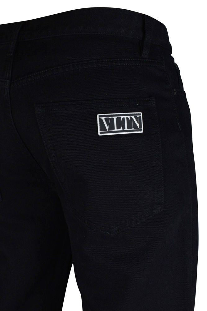 Valentino Garavani Straight-Cut Black Stretch Cotton Jeans