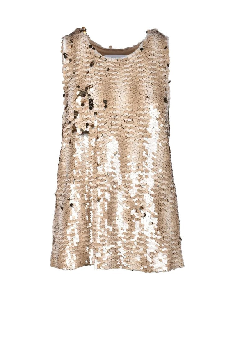 Erika Cavallini Beige Sequin Embellished Top