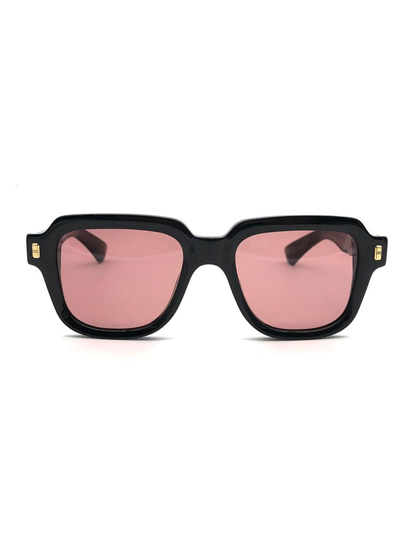 Kiurv Black Acetate Optical Frames With Soft Pink Lenses