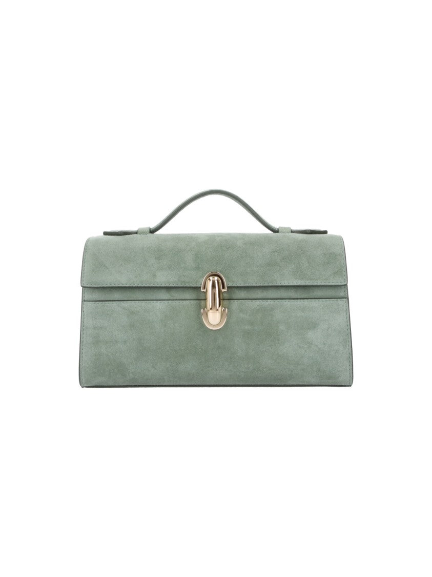 Savette Green Suede Symmetry Clutch