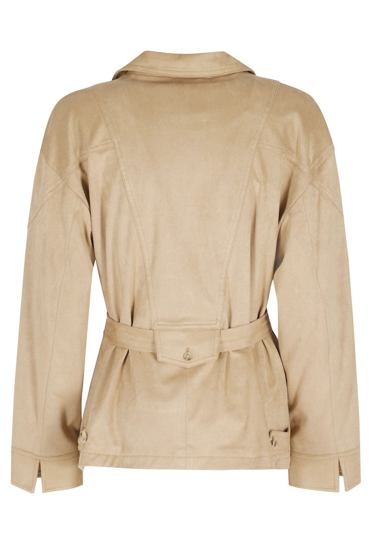Urbancode Biscuit Belted Suede-Effect Polyester Jacket