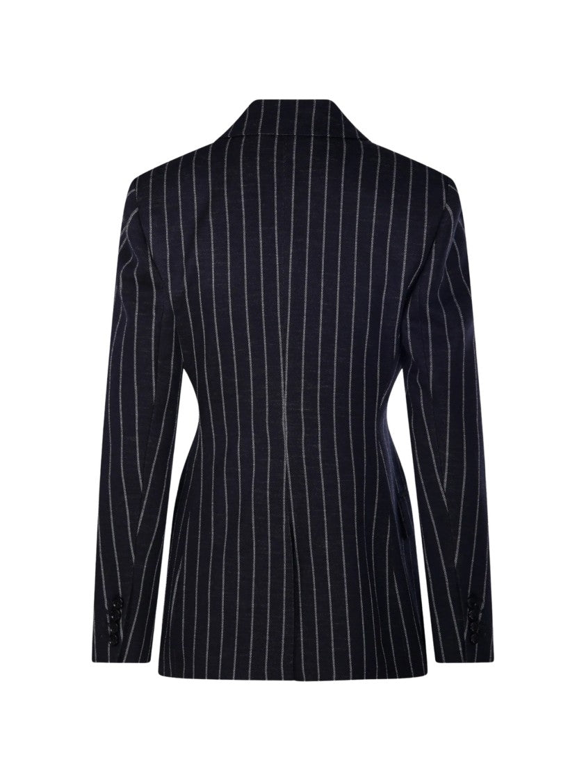 Max Mara Vest Riccio Pinstripe Double-Breasted Tailored Blazer