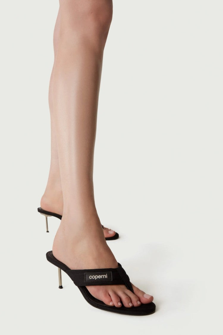 Coperni Black Fabric Sandals With Cushioned Thongs