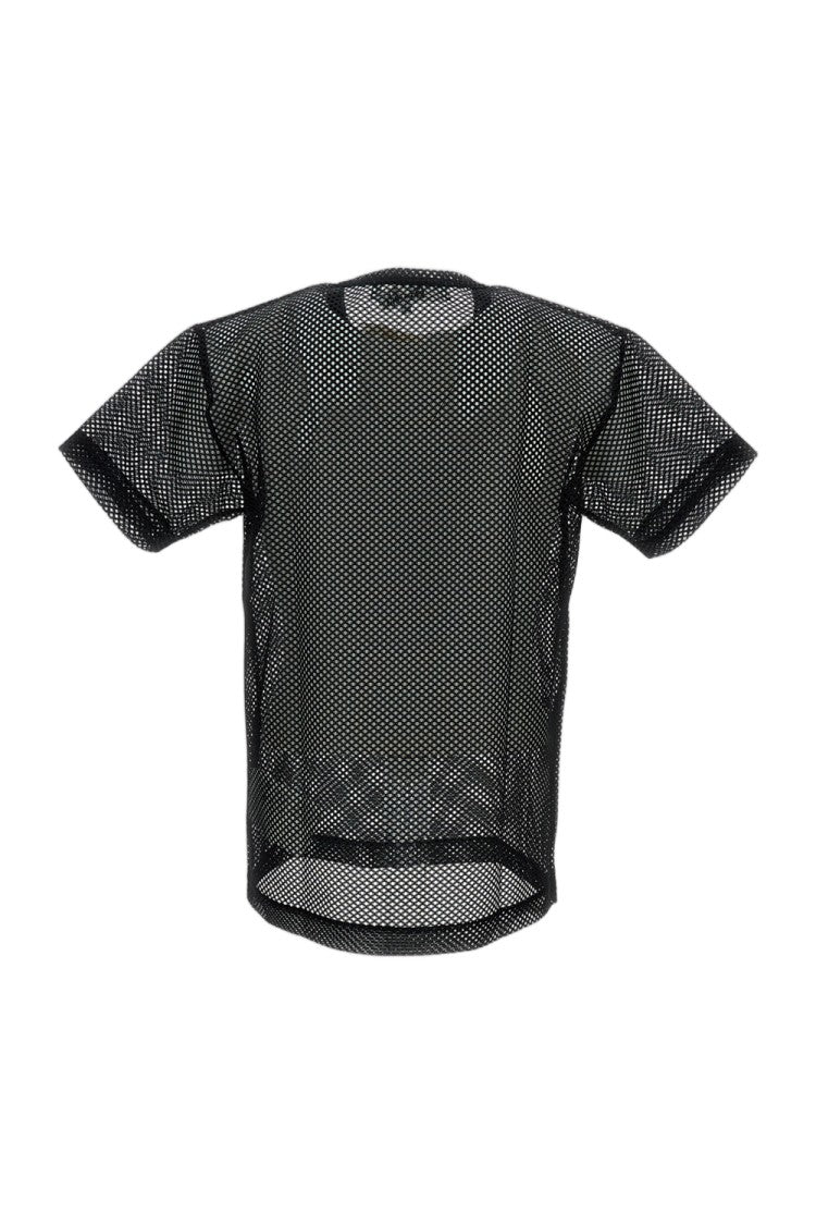 Comme Des Garçons Mesh Fabric T-Shirt With Iconic Red Heart Emblem