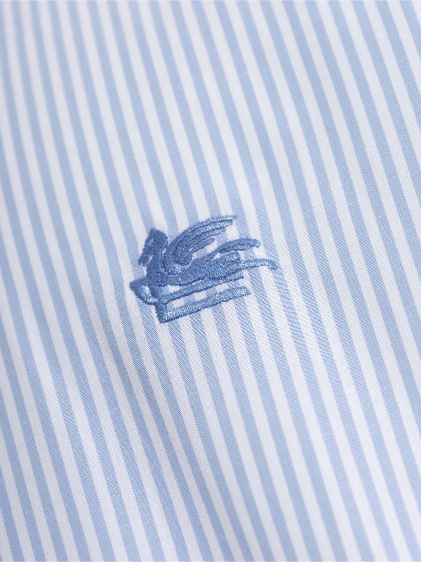 Etro Light Blue And White Striped Button-Up Shirt