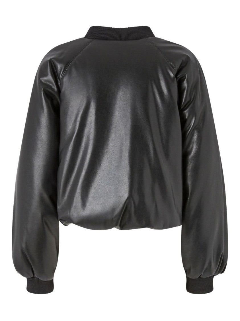 Pinko Cropped Bomber Jacket With Leather-Effect Finish