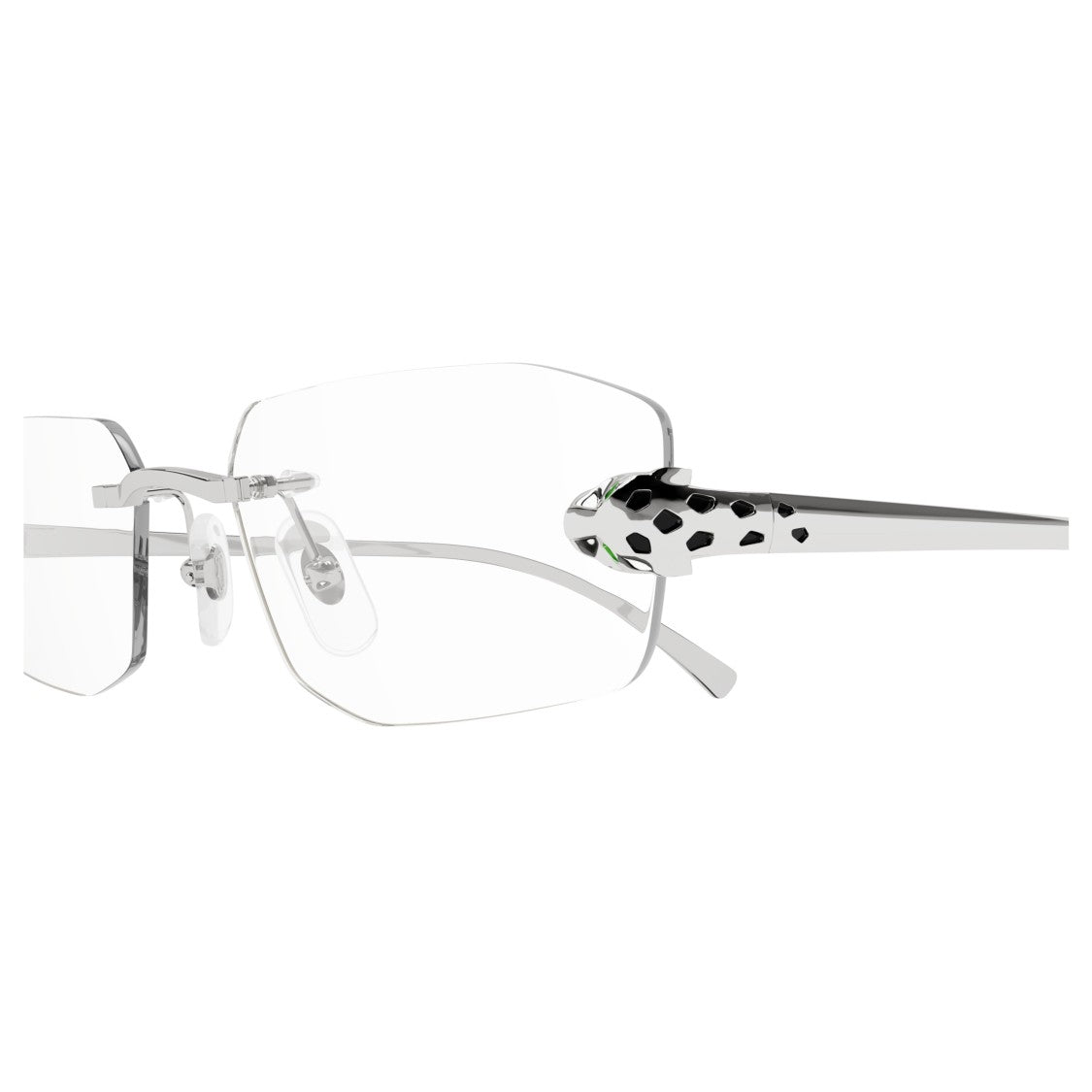 Cartier Rimless Eyeglasses With Panther Head Design In Metal Frame
