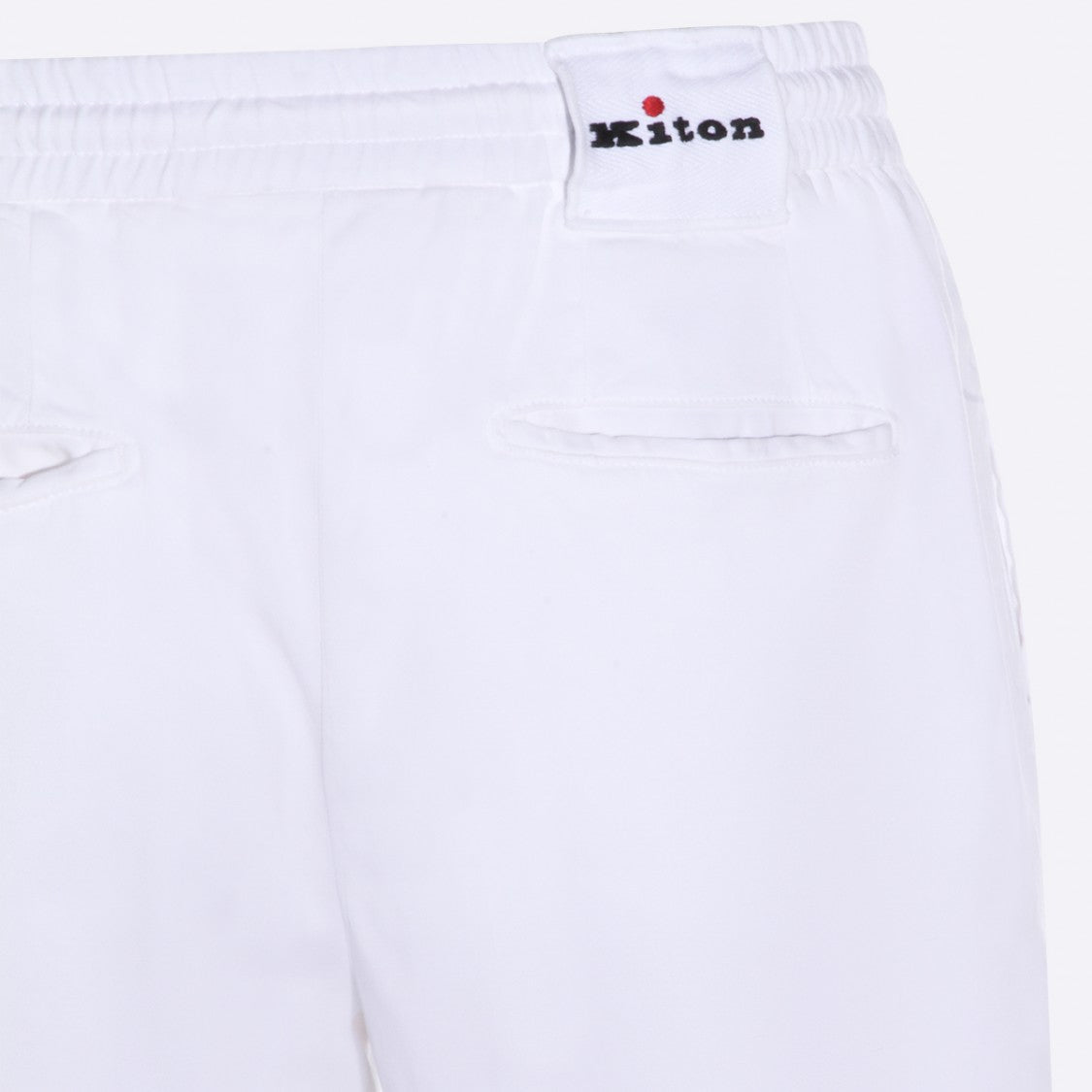 Kiton Crisp White Tailored Trousers With Design