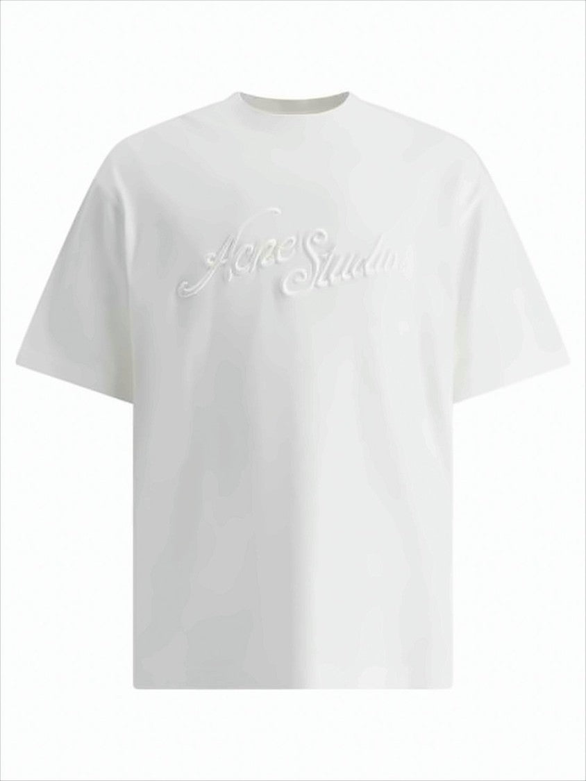 Acne Studios Relaxed Fit White Short-Sleeve T-Shirt With Embroidered Branding
