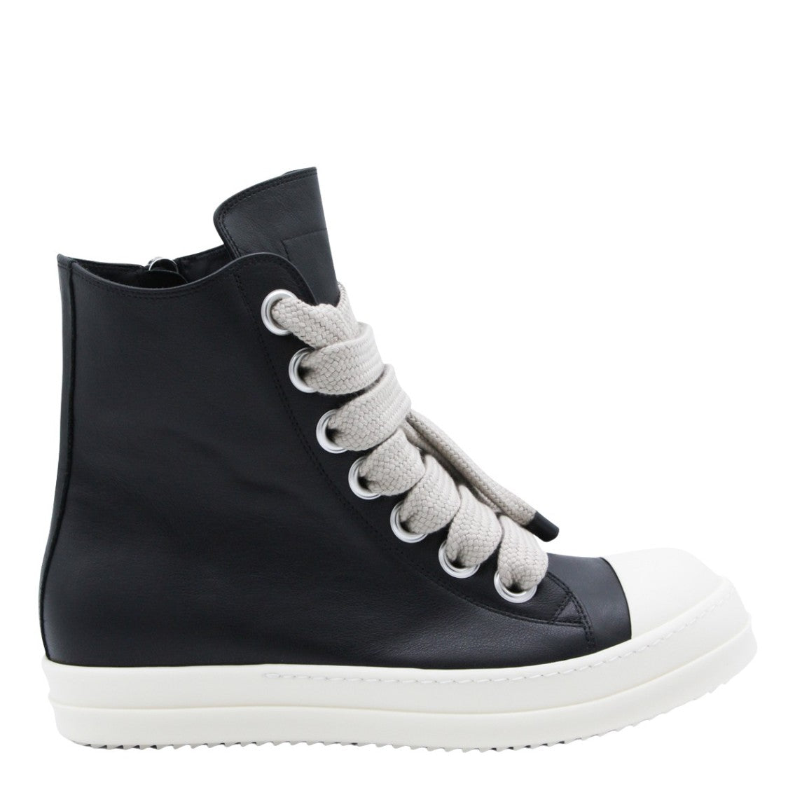 Rick Owens High-Top Black Leather Sneakers