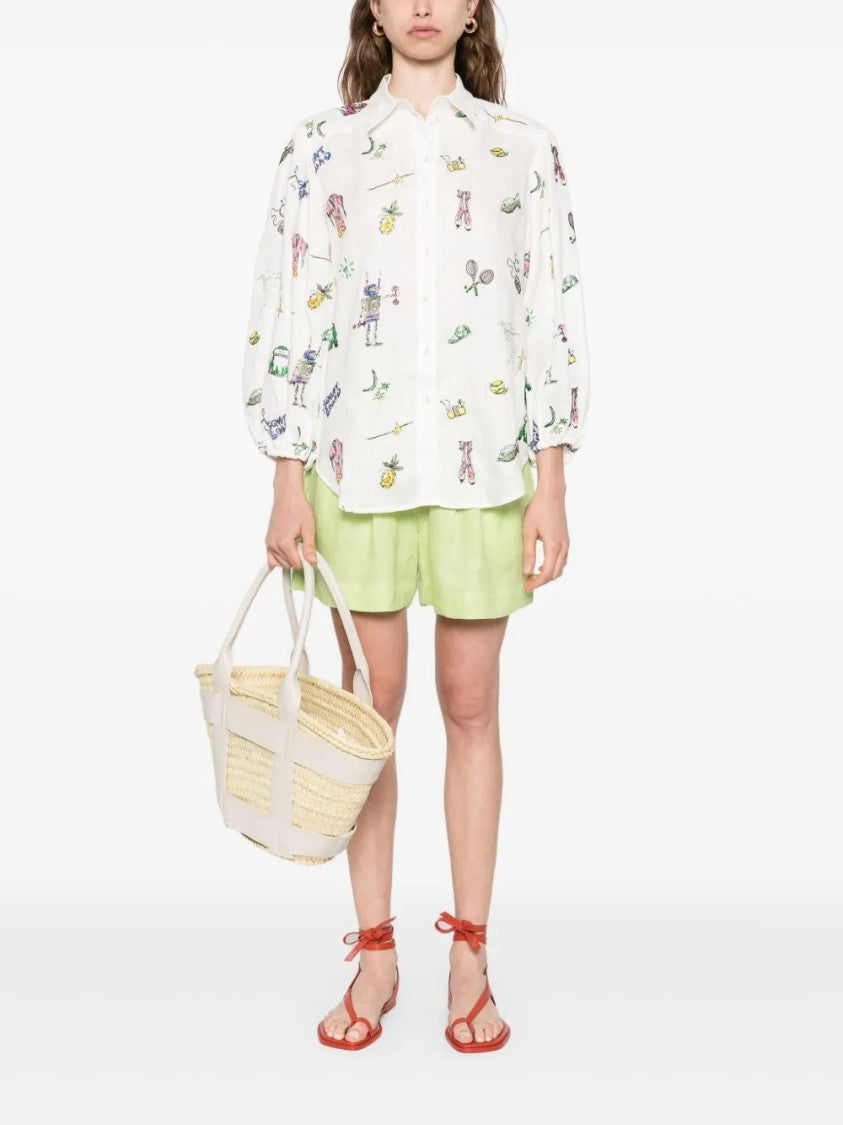 Alemais Playful All-Over Print Long Sleeve Shirt With Buttoned Cuffs