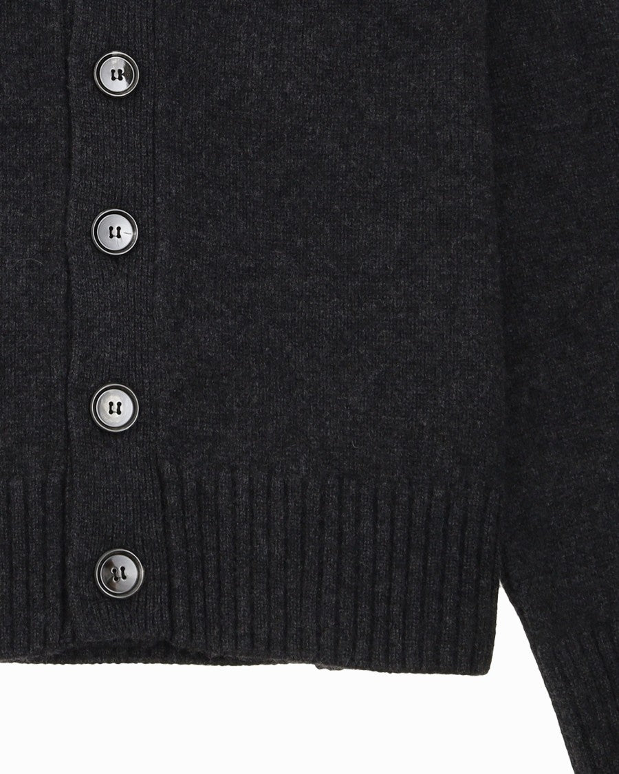Ami Classic V-Neck Cardigan With Cashmere Elbow Patches