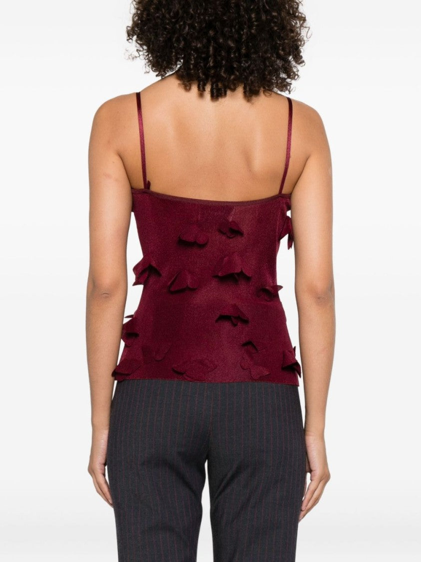 Coperni Burgundy Appliqué Spaghetti Strap V-Neck Top
