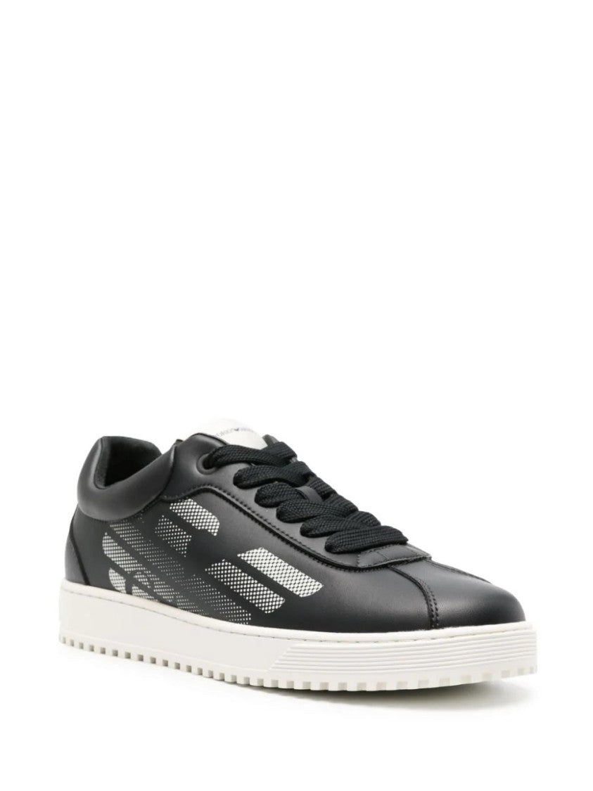 Emporio Armani Blue Trainers With Leather Upper And Rubber Sole