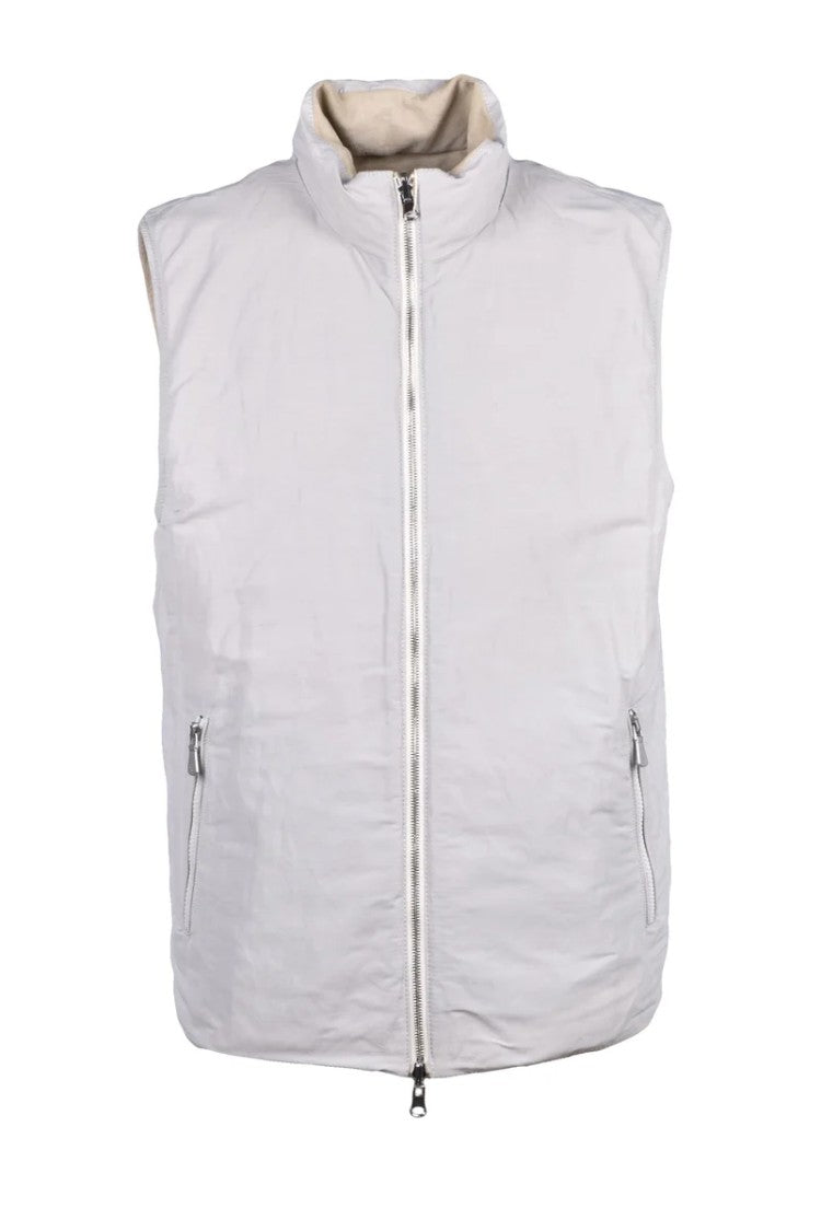 Eleventy Leather Gilet - Beige