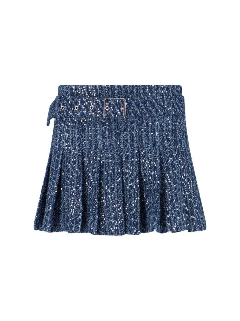 Charles Jeffrey Loverboy Pleated Mini Skirt With Shimmering Sequins