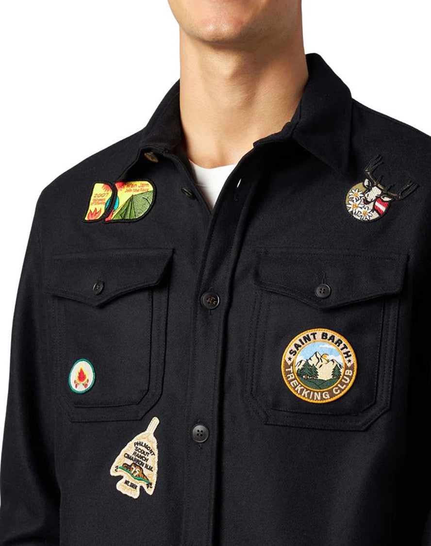 Mc2 Saint Barth Black Button-Up Shirt Jacket