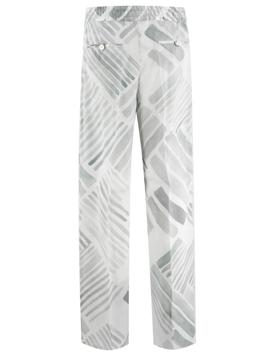 Kiton Tailored Silk Trousers With Elasticated Drawstring Waist