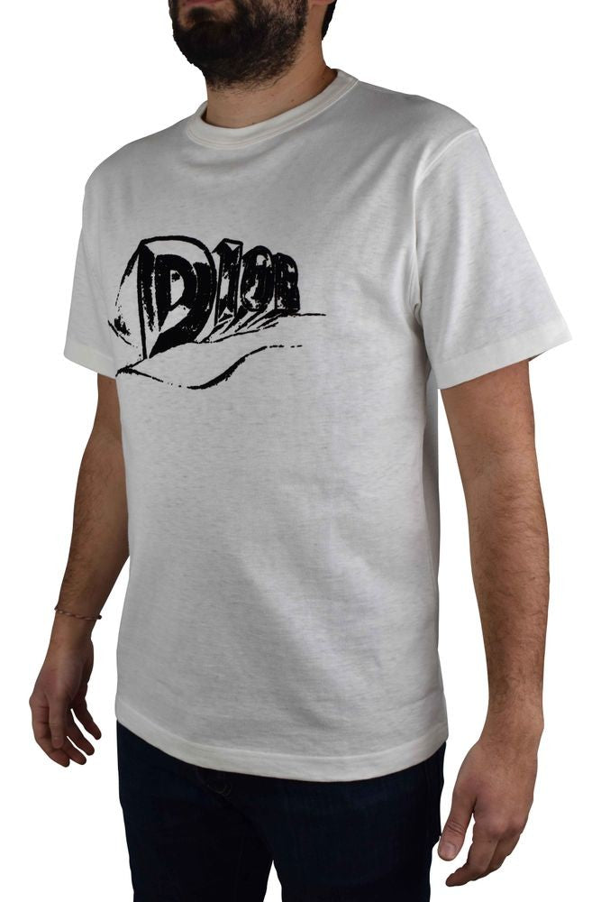 Dior Cotton T-Shirt With Black Velvet Logo Detail