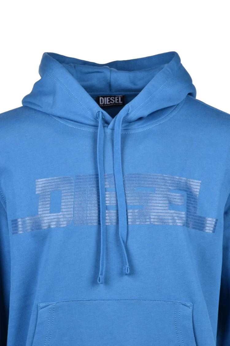 Diesel Blue Hooded Cotton Sweatshirt