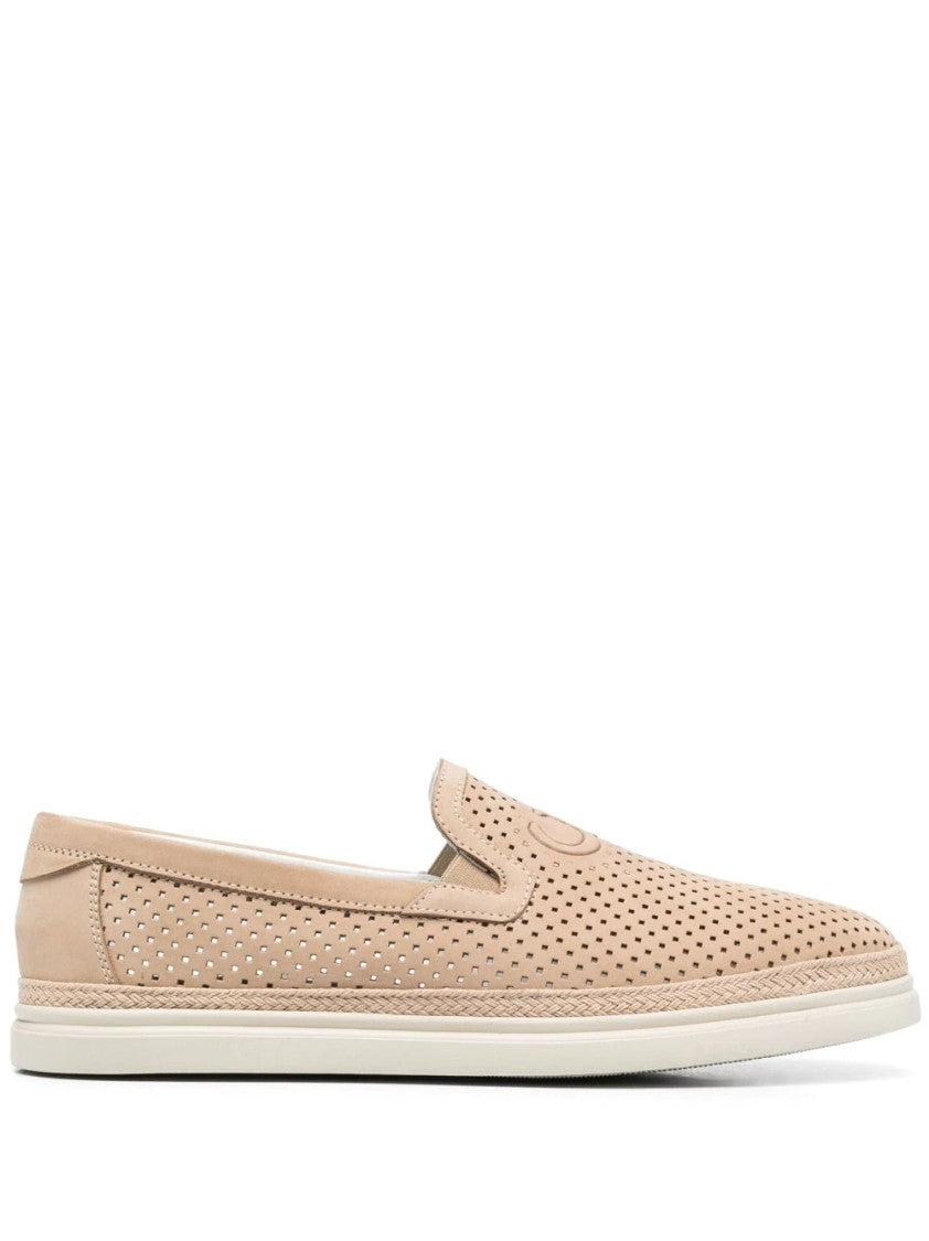 Casadei Perforated Leather Slip-On Loafers