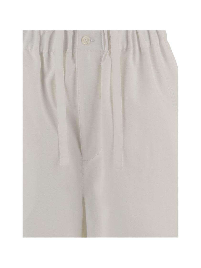 Carven Relaxed Fit White Shorts With Elastic Waistband And Drawstring