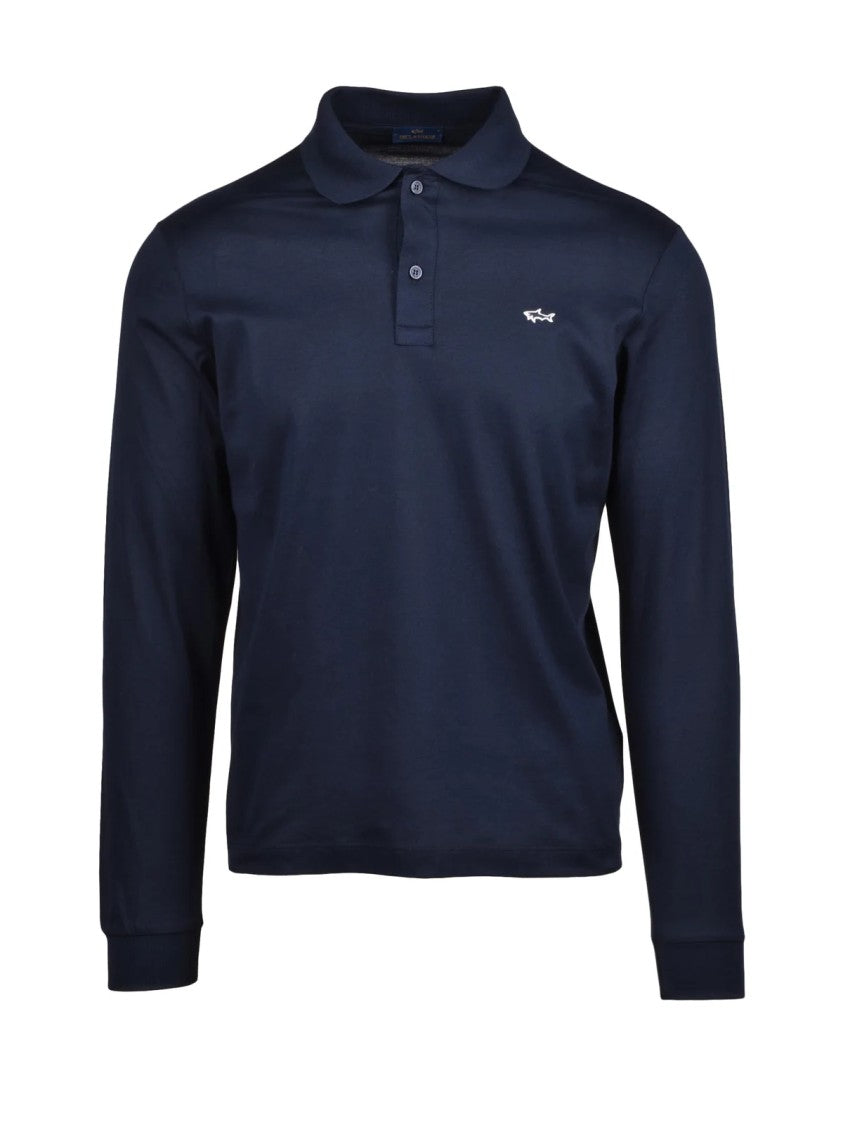 Paul & Shark Grey Cotton Ribbed Polo Shirt