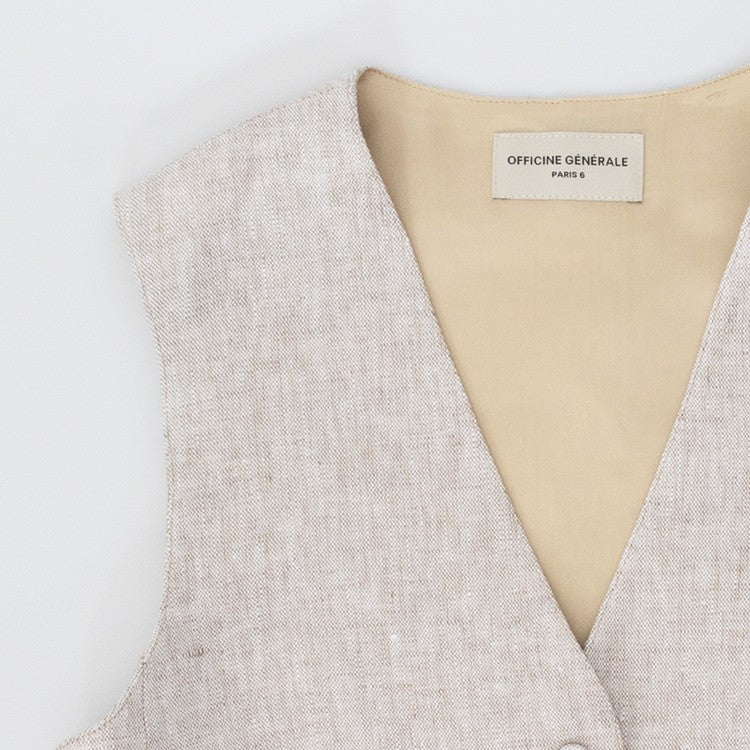 Officine Generale Tailored Beige Waistcoat With Adjustable Fit