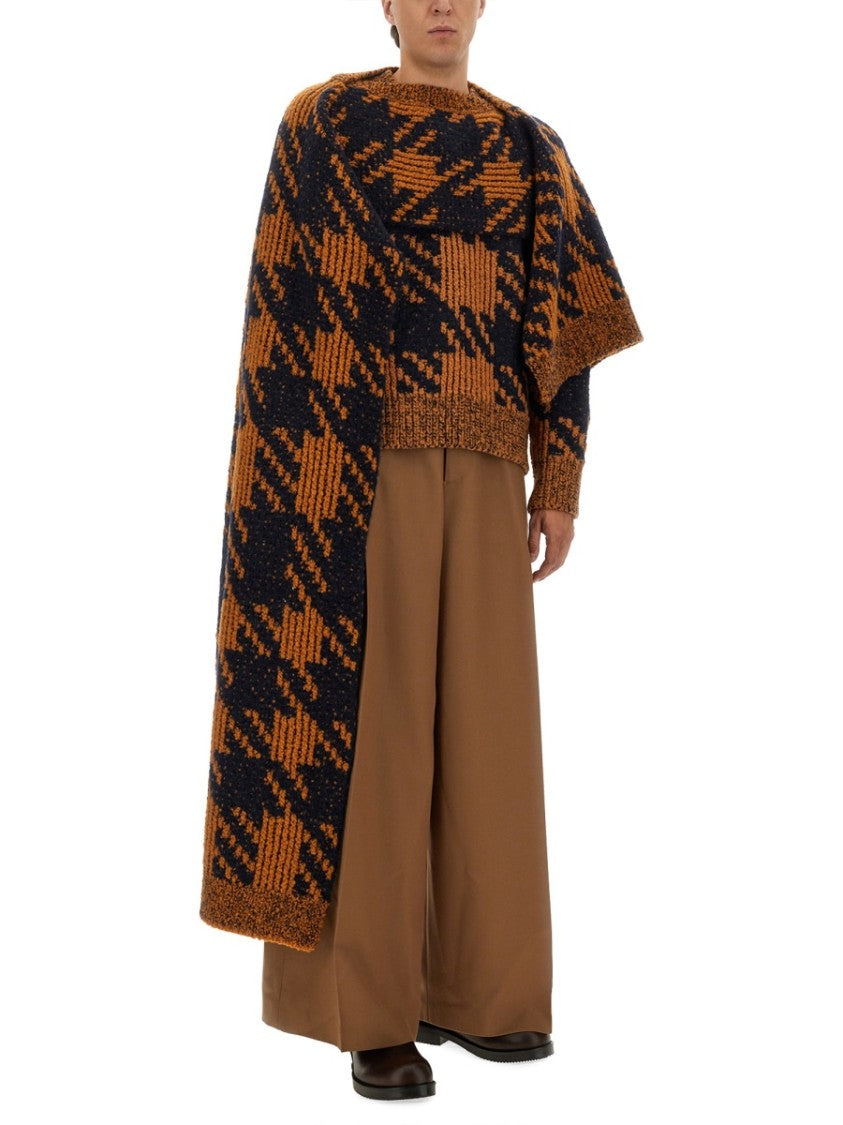 Dries Van Noten Chunky Knit Houndstooth Wool-Blend Scarf