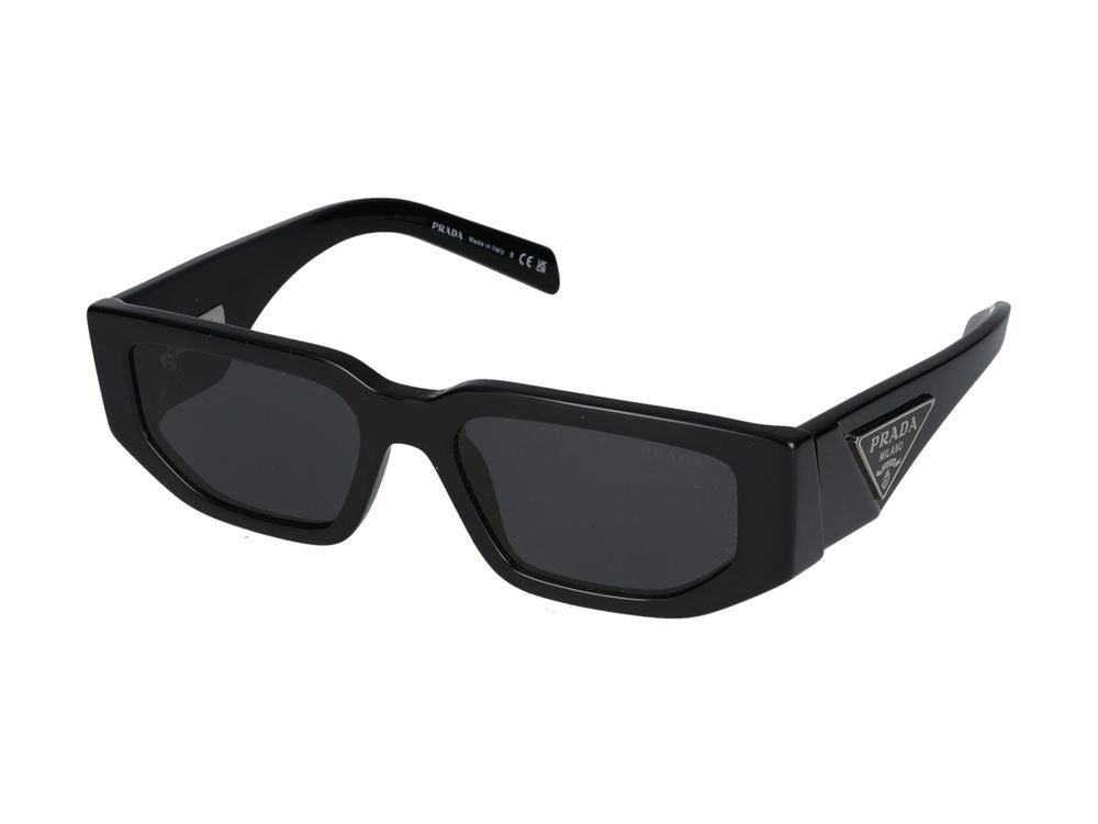 Prada Bold Oversized Black Acetate Sunglasses With Triangular Logo Plaque